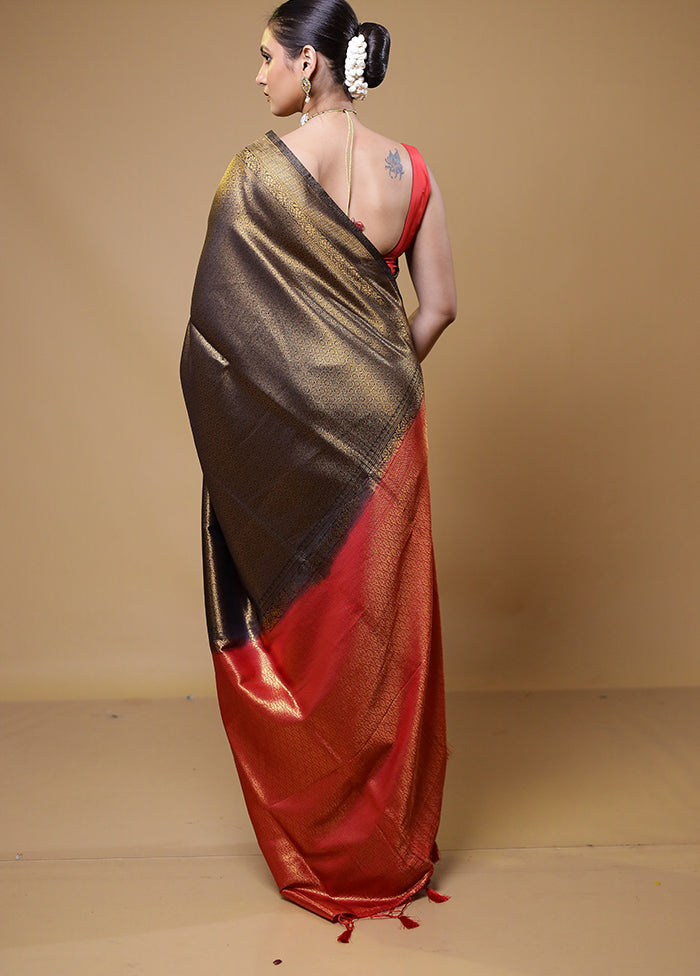 Brown Dupion Silk Saree With Blouse Piece