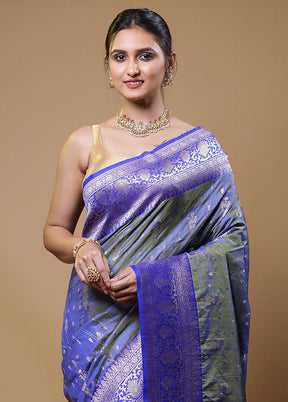 Purple Dupion Silk Saree With Blouse Piece