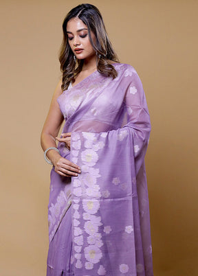 Purple Organza Saree With Blouse Piece