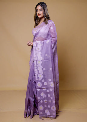 Purple Organza Saree With Blouse Piece