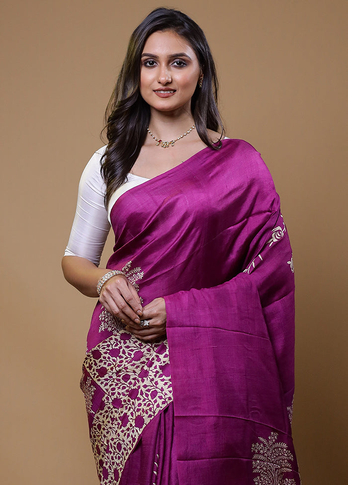 Pink Printed Pure Silk Saree Without Blouse Piece