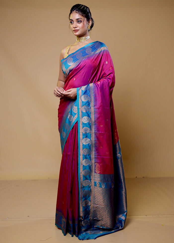 Pink Dupion Silk Saree With Blouse Piece