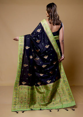 Black Dupion Silk Saree With Blouse Piece