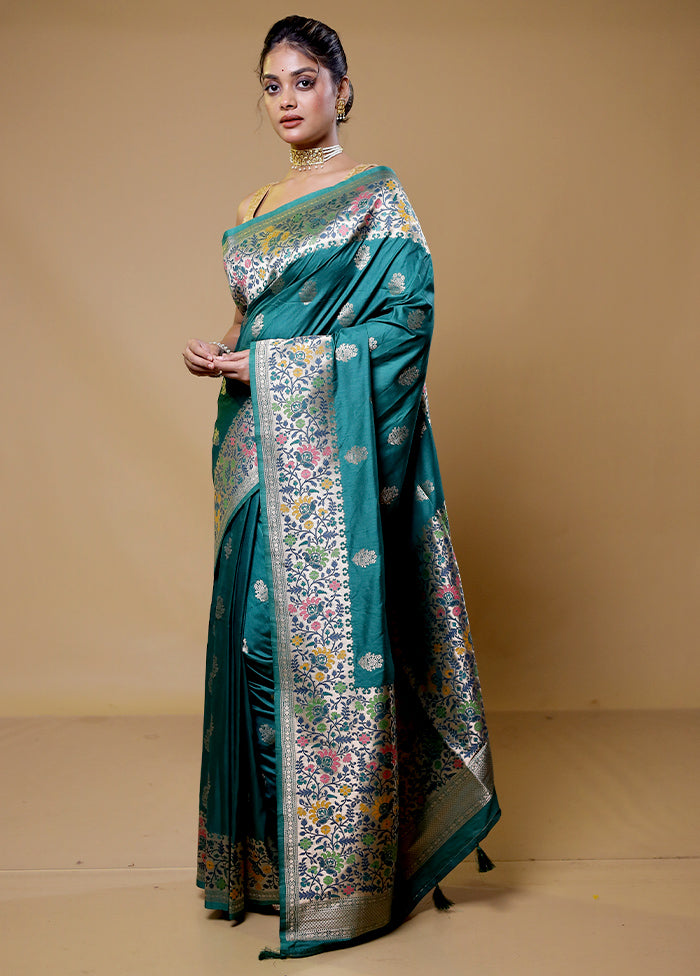 Green Dupion Silk Saree With Blouse Piece