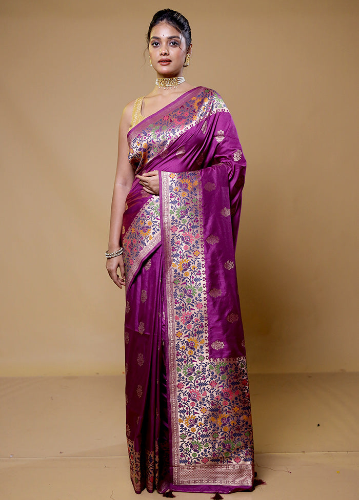 Pink Dupion Silk Saree With Blouse Piece