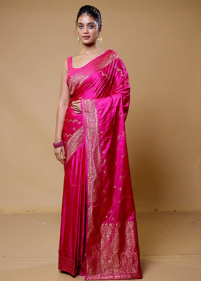 Pink Dupion Silk Saree With Blouse Piece