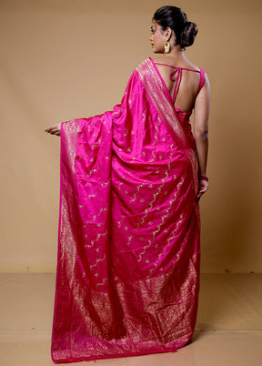 Pink Dupion Silk Saree With Blouse Piece