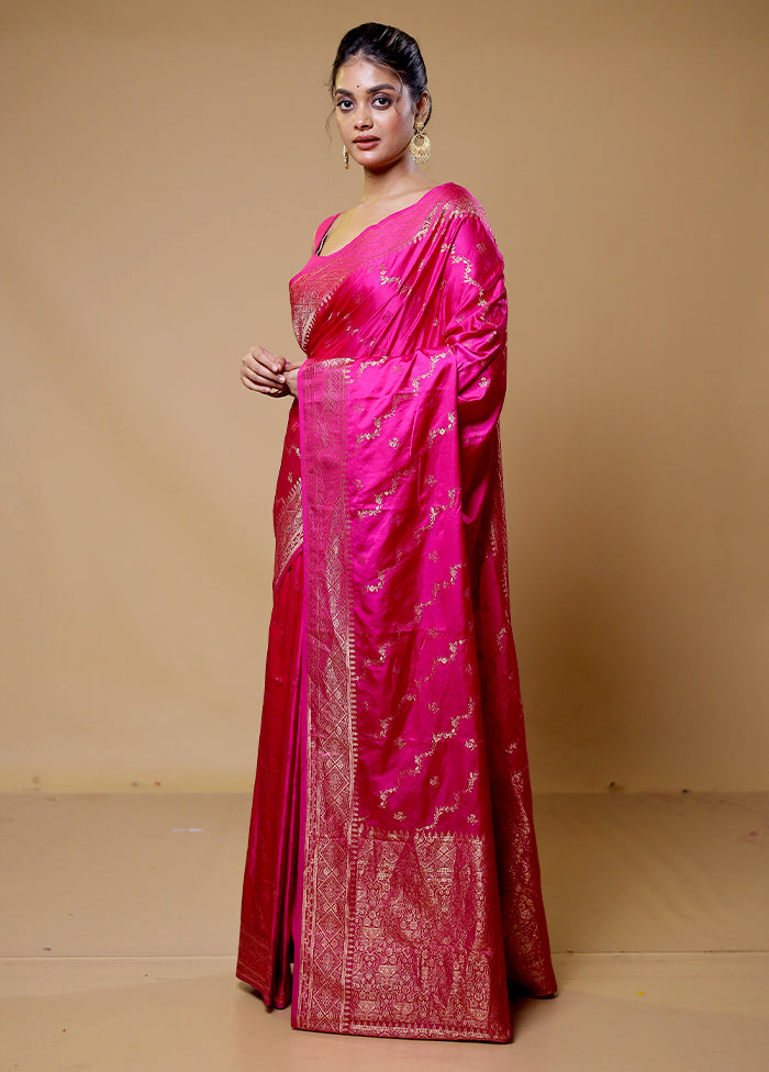 Pink Dupion Silk Saree With Blouse Piece