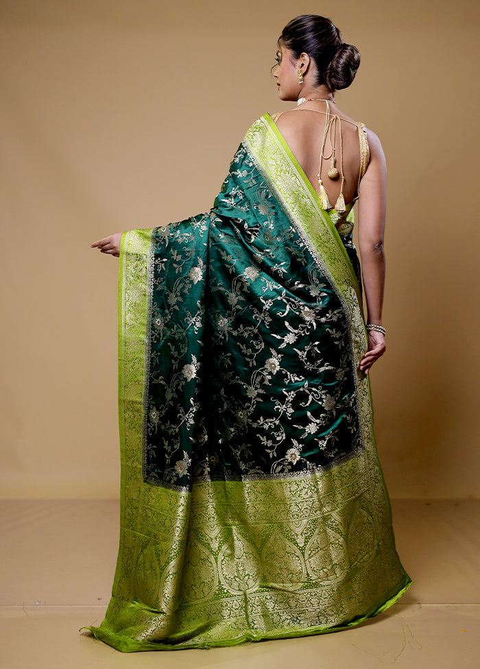 Green Dupion Silk Saree With Blouse Piece