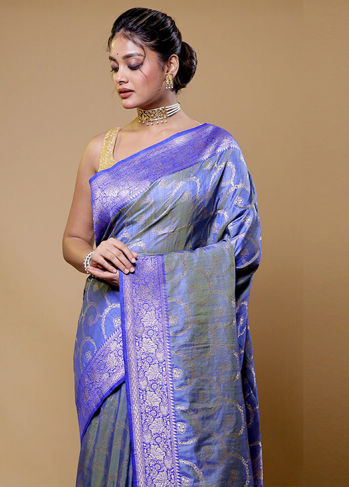 Purple Dupion Silk Saree With Blouse Piece