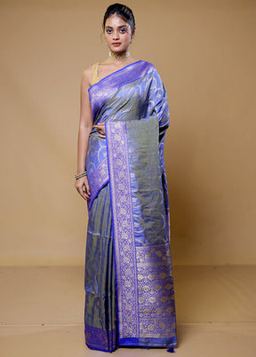 Purple Dupion Silk Saree With Blouse Piece