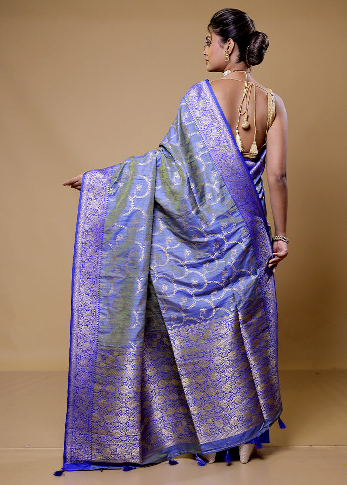 Purple Dupion Silk Saree With Blouse Piece