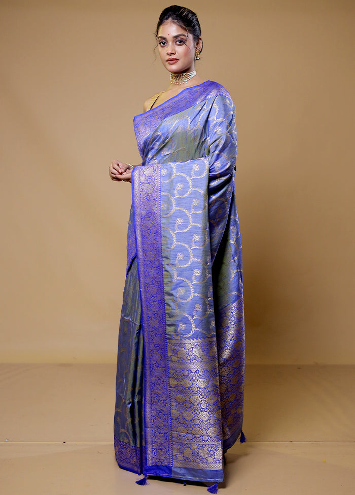 Purple Dupion Silk Saree With Blouse Piece