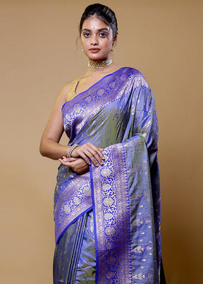 Purple Dupion Silk Saree With Blouse Piece