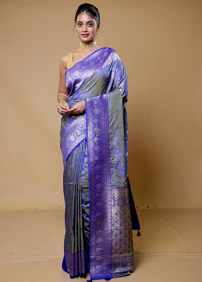 Purple Dupion Silk Saree With Blouse Piece