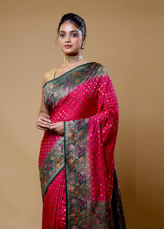 Pink Dupion Silk Saree With Blouse Piece