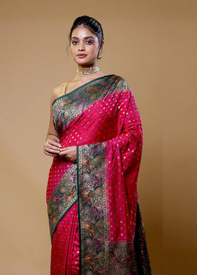 Pink Dupion Silk Saree With Blouse Piece