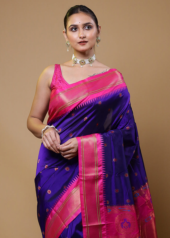 Blue Kanjivaram Silk Saree With Blouse Piece