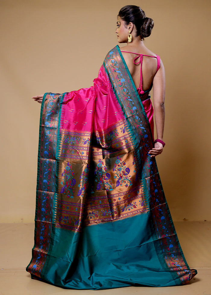 Pink Kanjivaram Silk Saree With Blouse Piece