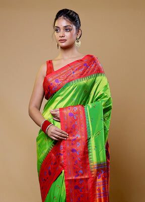 Green Kanjivaram Silk Saree With Blouse Piece