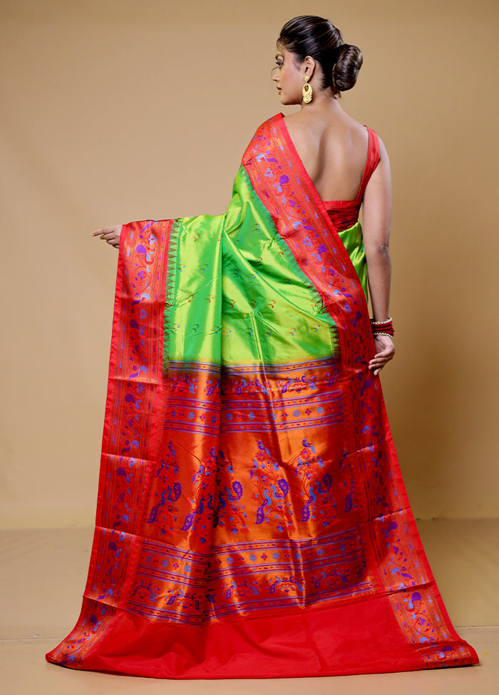 Green Kanjivaram Silk Saree With Blouse Piece