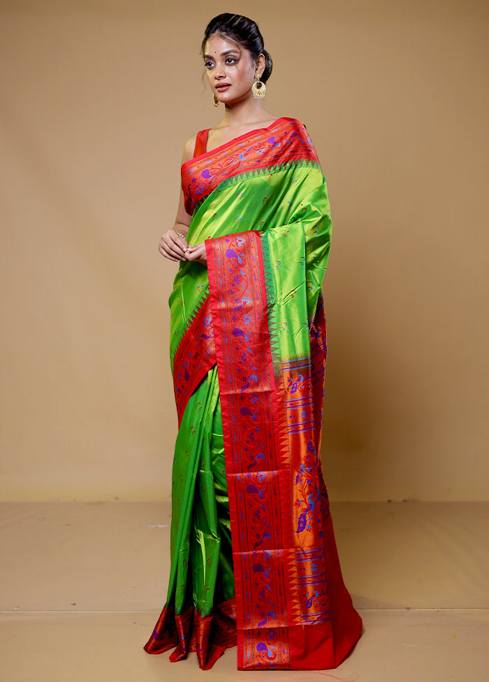 Green Kanjivaram Silk Saree With Blouse Piece