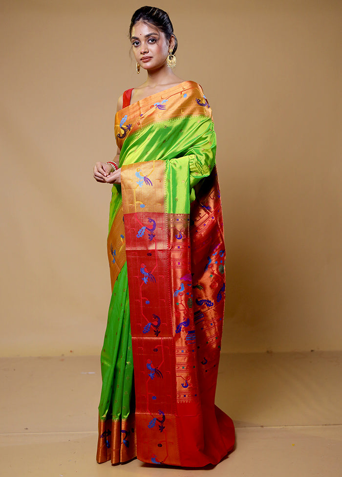 Green Kanjivaram Silk Saree With Blouse Piece