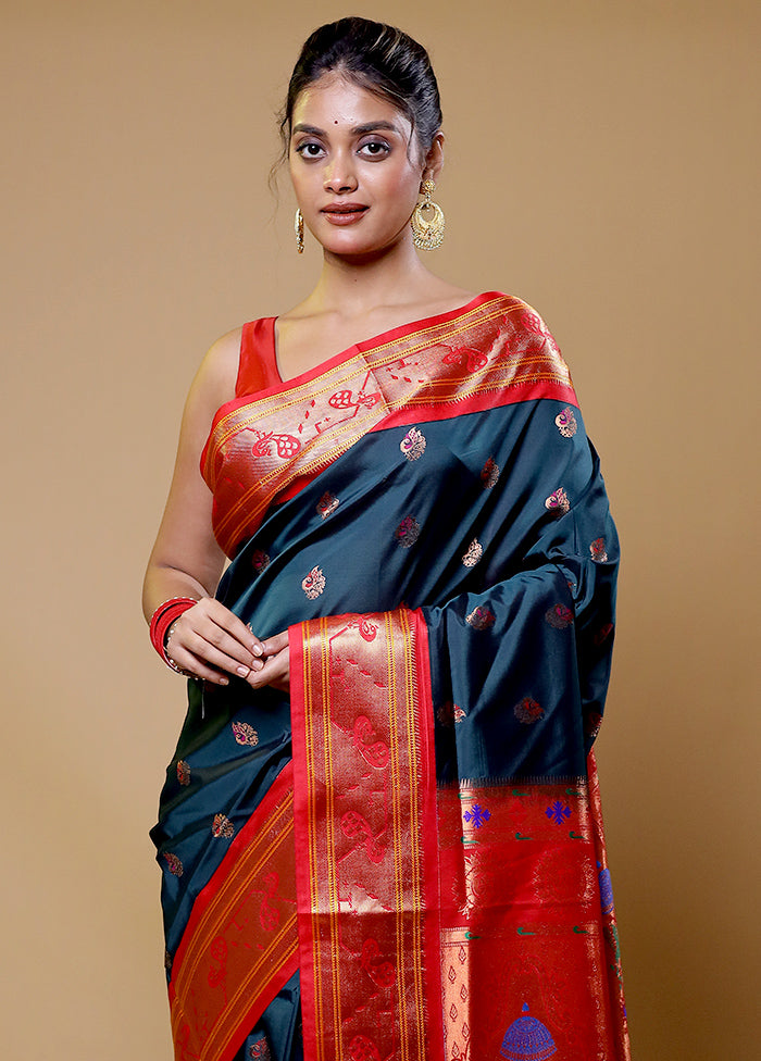 Blue Kanjivaram Silk Saree With Blouse Piece