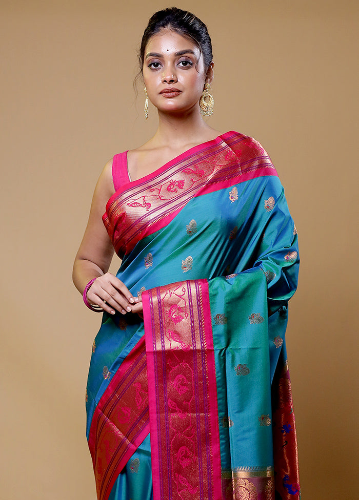 Green Kanjivaram Silk Saree With Blouse Piece