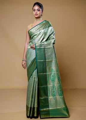 Green Kanjivaram Silk Saree With Blouse Piece