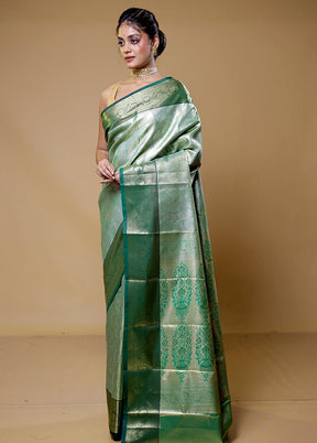 Green Kanjivaram Silk Saree With Blouse Piece