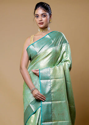 Green Kanjivaram Silk Saree With Blouse Piece