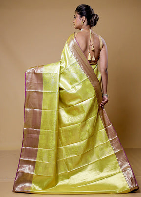 Green Kanjivaram Silk Saree With Blouse Piece