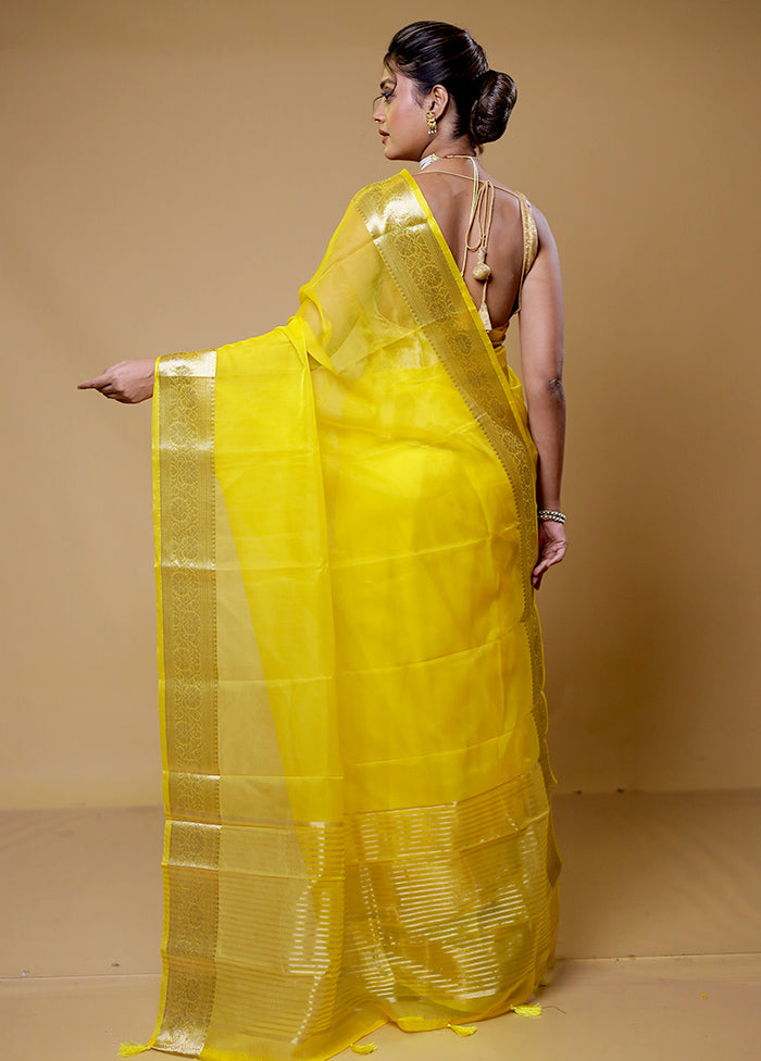 Yellow Organza Saree With Blouse Piece