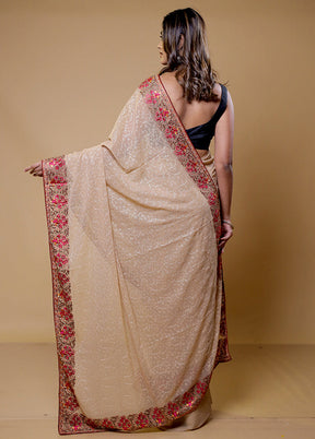 Cream Tissue Silk Saree With Blouse Piece