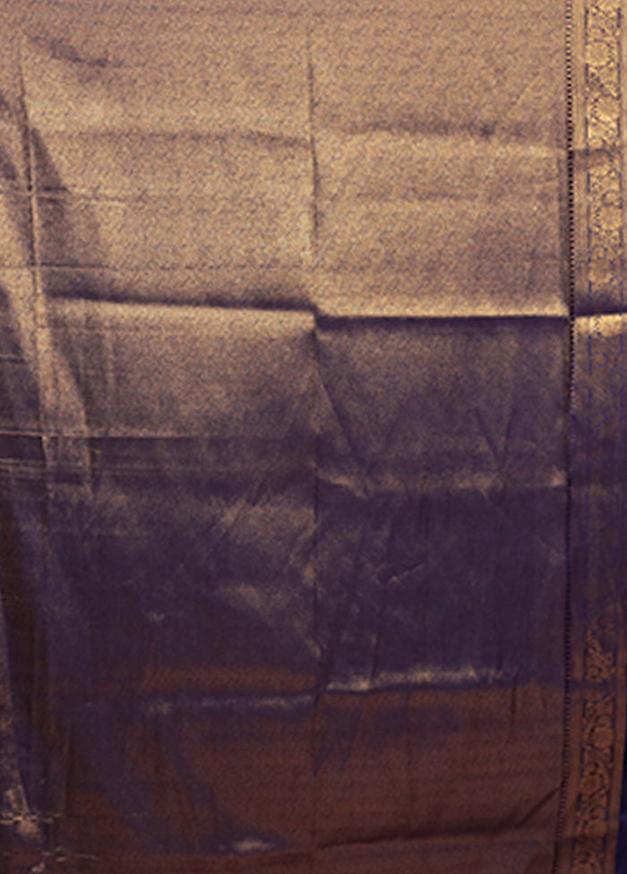 Blue Dupion Silk Saree With Blouse Piece