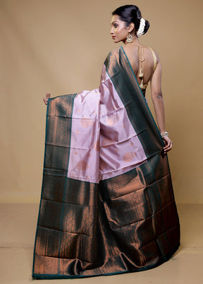 Pink Kanjivaram Silk Saree With Blouse Piece