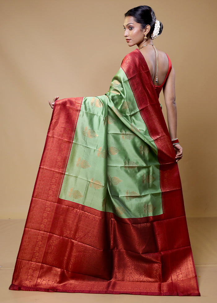 Green Kanjivaram Silk Saree With Blouse Piece