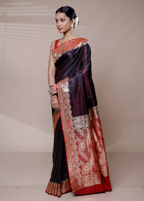 Purple Banarasi Silk Saree With Blouse Piece