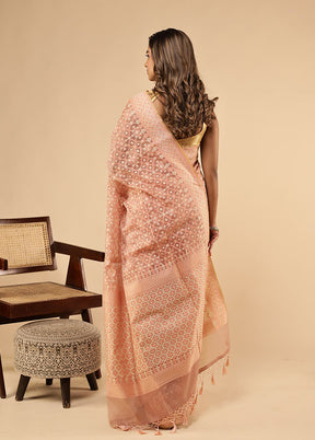 Cream Kora Silk Saree With Blouse Piece