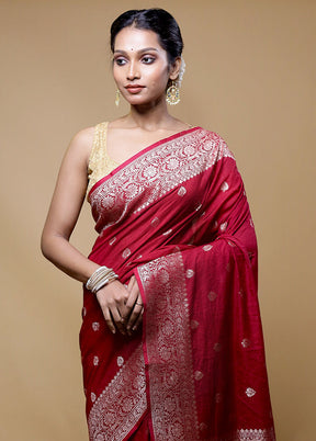 Maroon Georgette Saree With Blouse Piece