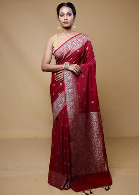 Maroon Georgette Saree With Blouse Piece