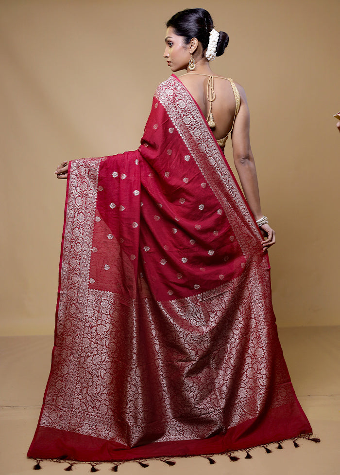 Maroon Georgette Saree With Blouse Piece