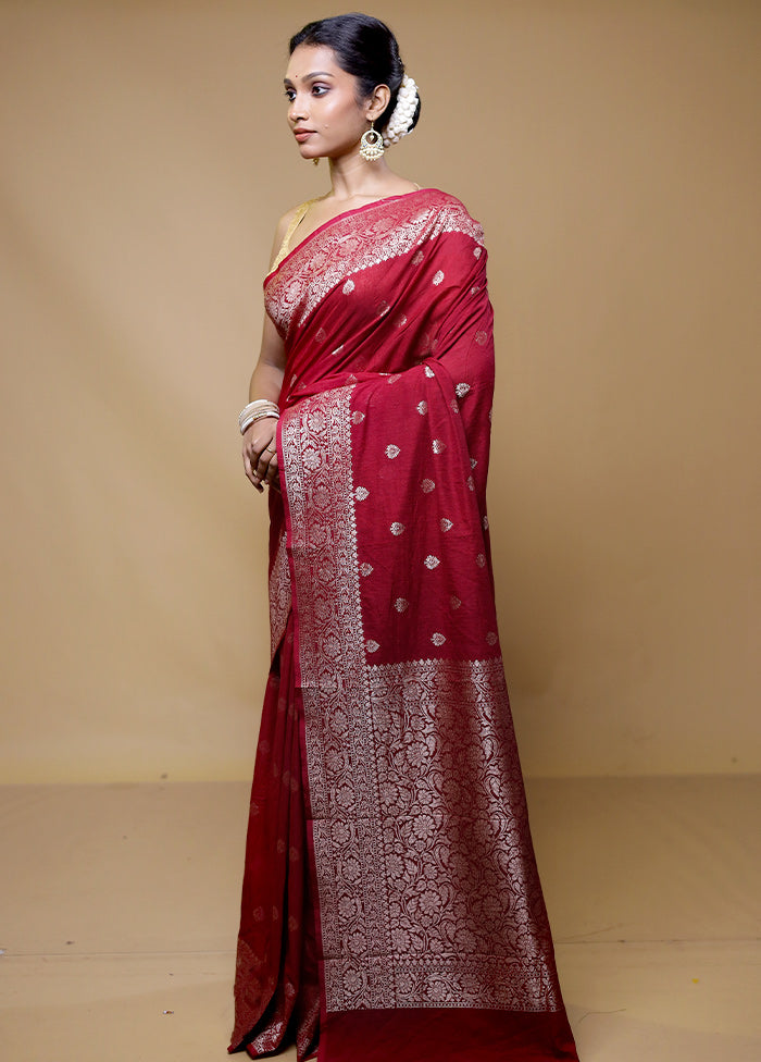 Maroon Georgette Saree With Blouse Piece