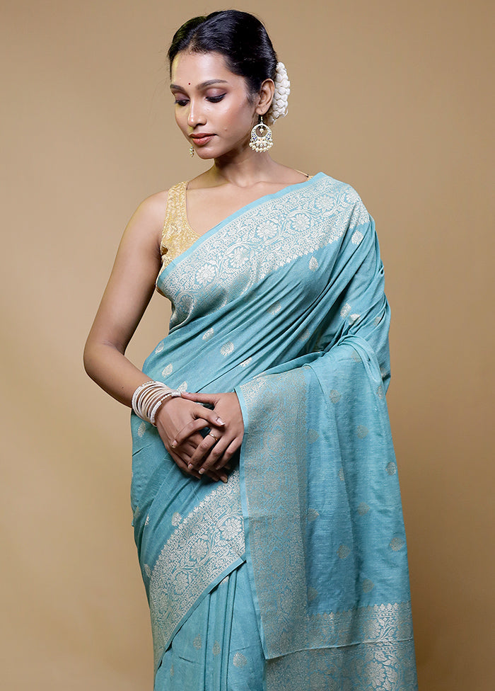 Blue Georgette Saree With Blouse Piece