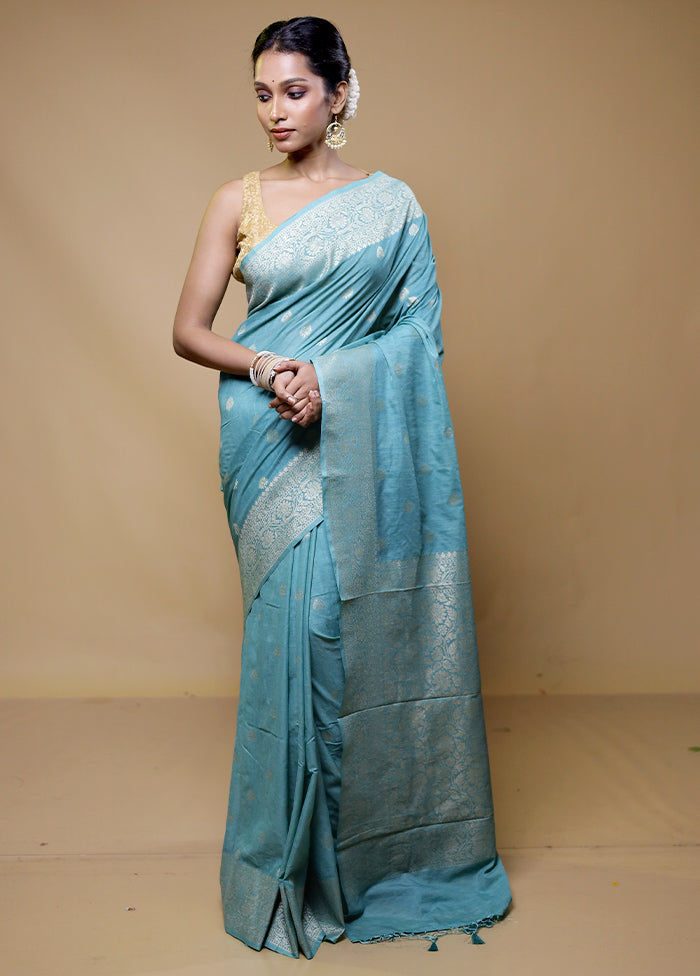 Blue Georgette Saree With Blouse Piece