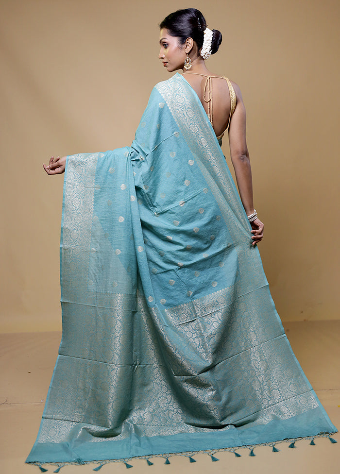 Blue Georgette Saree With Blouse Piece