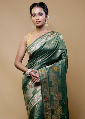 Green Tissue Silk Saree With Blouse Piece