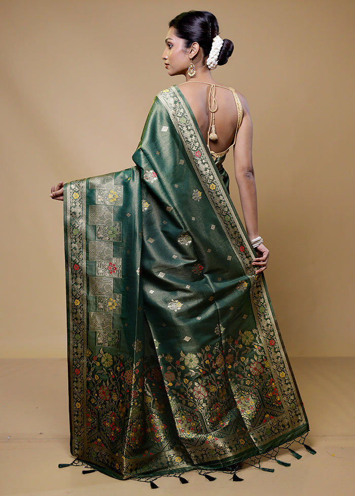 Green Tissue Silk Saree With Blouse Piece