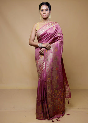 Pink Tissue Silk Saree With Blouse Piece